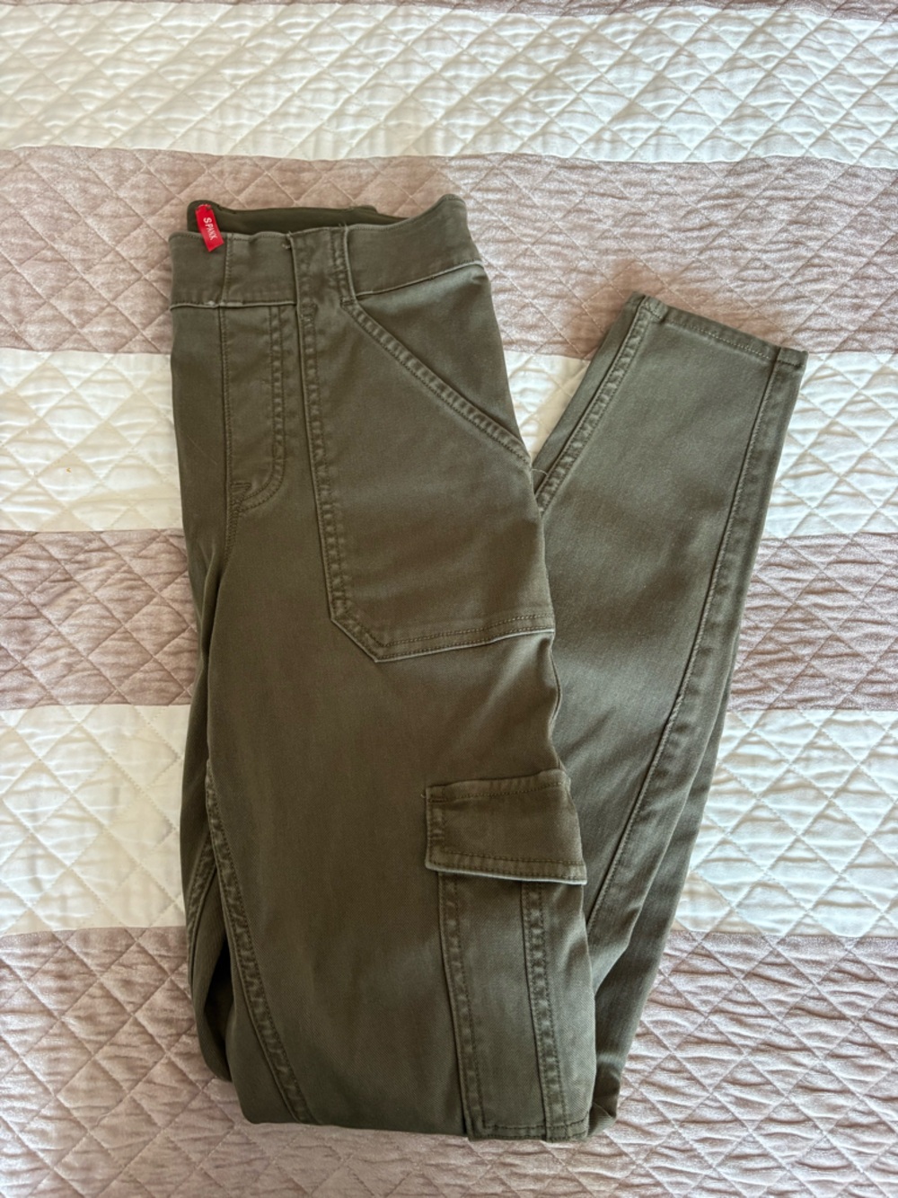 SPANX Olive Green High-Waist Cargo-Style Pants